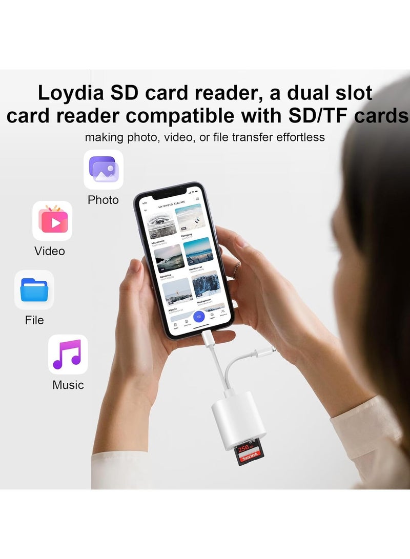 قارئ بطاقة SD لجهاز iPhone، قارئ بطاقة SD USB C، 2 في 2 قارئ بطاقة الكاميرا، محول قارئ بطاقة SD، محول OTG نوع C لقارئ بطاقة الذاكرة الكاميرا مزدوج الفتحة لبطاقات SD/MicroSD/SDHC/SDXC، توصيل وتشغيل - Image 2