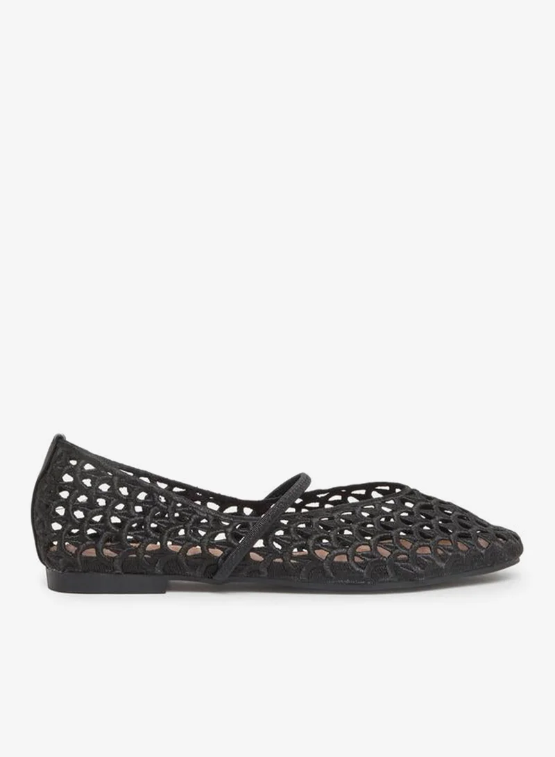 Styli Black Mesh Mary Jane Flats