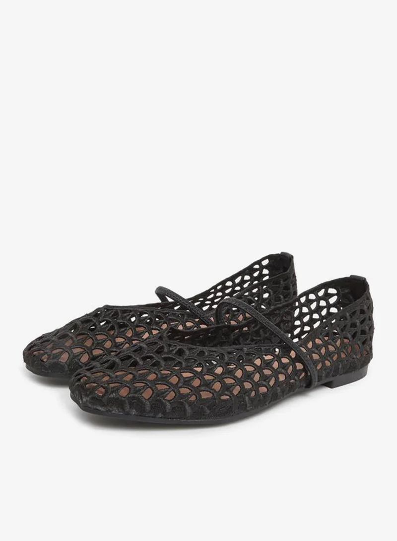 Styli Black Mesh Mary Jane Flats