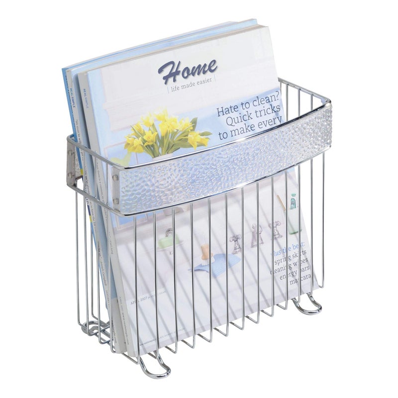 InterDesign iDesign 33350 Rain Metal FreeStanding Magazine Holder Newspaper and Book Storage for Bathroom Office Bedroom Den 5 x 10 x 85 
