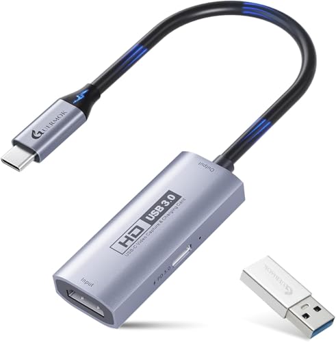 Guermok 4K USB3.0 Video Capture Card with PD 100W, 2K@30FPS or 1080P@60FPS HDMI to USB-A/C Capture Card for Streaming, Works with iPad Quest 3, MacOS, Switch2/1 PS5/4, Xbox, Camera, Silver - Image 1