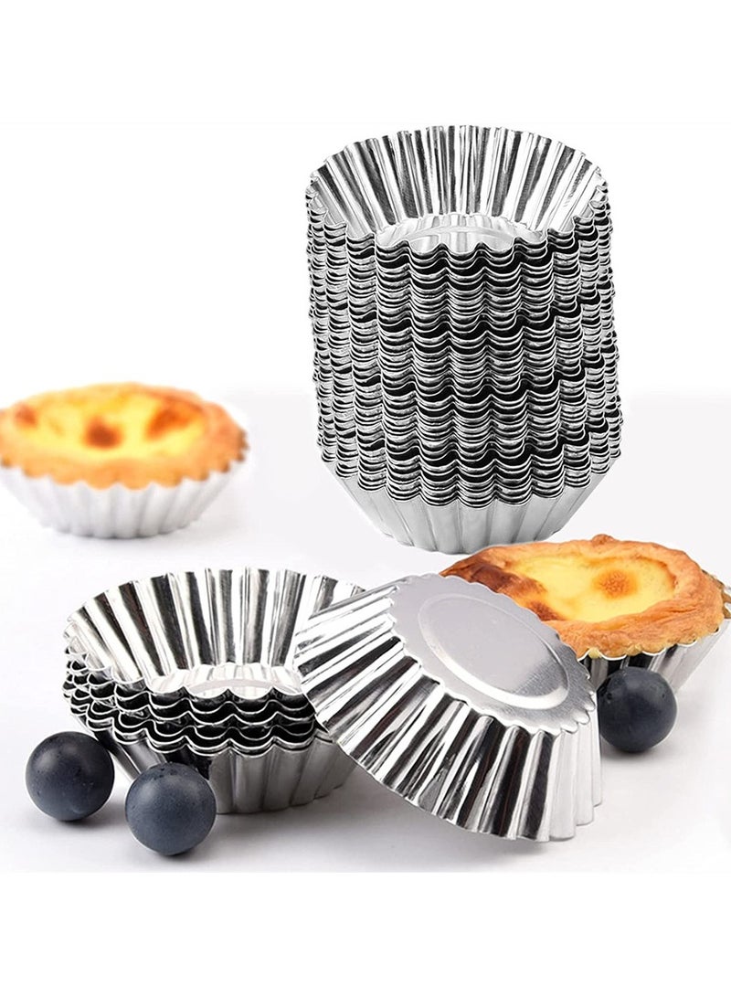 50 قطعة من الألومنيوم قالب تارت البيض - مثالية لخبز ميني تارت البيض ، الفطائر ، الكعك ، الكعك ، الخ - سهلة التنظيف والمتانة - Image 1