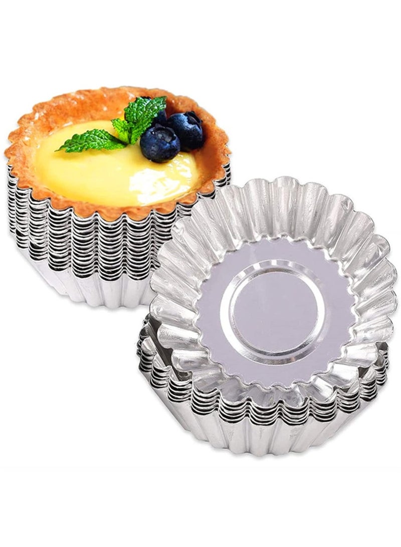50 قطعة من الألومنيوم قالب تارت البيض - مثالية لخبز ميني تارت البيض ، الفطائر ، الكعك ، الكعك ، الخ - سهلة التنظيف والمتانة - Image 2