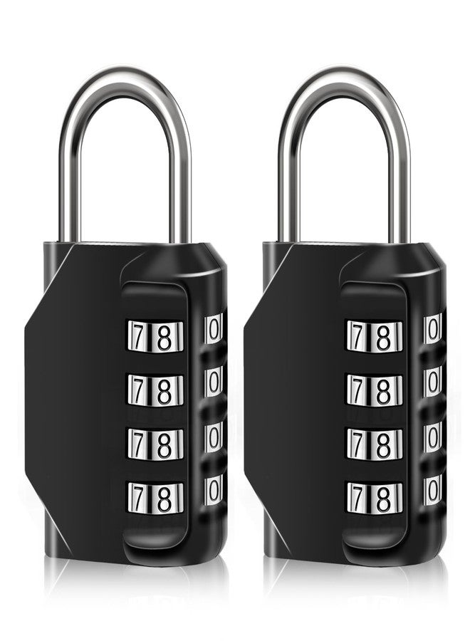 SUTOUG قفل تركيبة SUTOUG مكون من قطعتين مقاوم للماء بأربعة أرقام مع رمز تركيبة، قفل تركيبة من سبائك الزنك للأبواب وصناديق الأدوات والمدارس والصالات الرياضية والحدائق والأسوار وخزانات البكرات والتخزين، لون أسود - Image 1