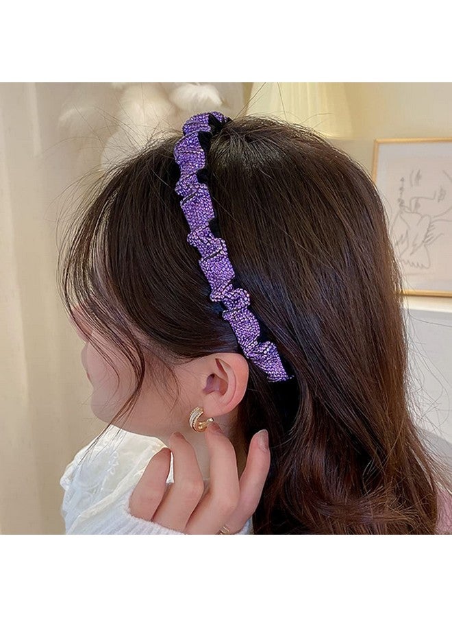 Wiwpar Rhinestone Headbands For Women Rhinestone Head Bands Wide Sparkly Hair Hoop Headbands Party Hair Accessories Purple (Style 3) - Image 3