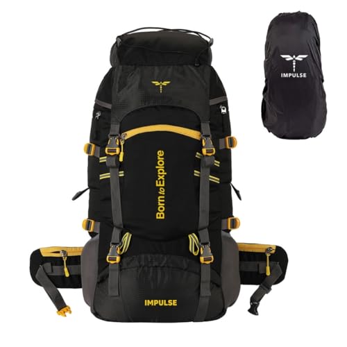 Impulse Rucksack Travel Bags for Men, Tourist Backpack for Hiking, Trekking Camping Thames Blue Bag with 1 Year Warranty, Cedar Black, 60 Litres - Image 1