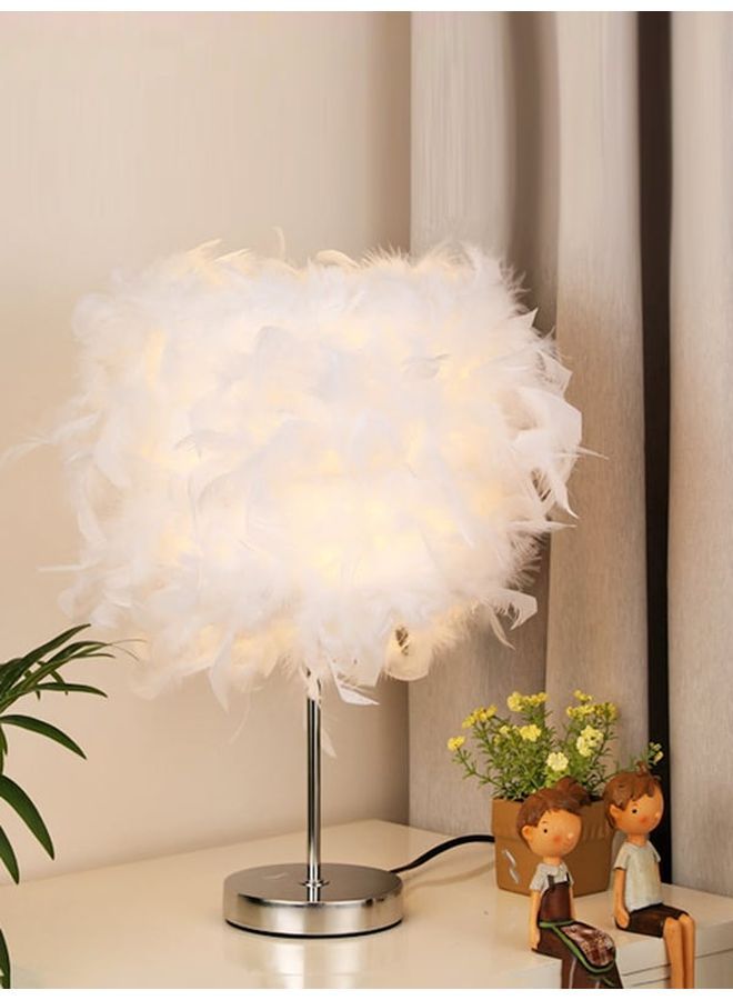 Y&D Feather Design Table Lamp White/Silver 38 x 28cm - Image 1