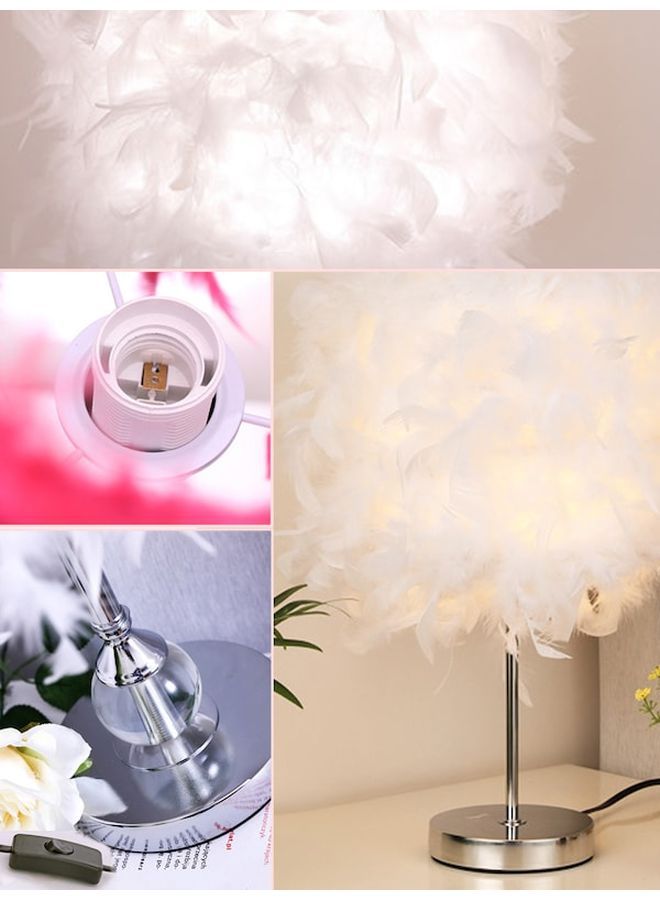 Y&D Feather Design Table Lamp White/Silver 38 x 28cm - Image 2