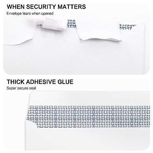 HERKKA #10 Security Self-Seal Envelopes, No.10 Windowless Bussiness Envelopes, Security Tinted with Printer Friendly Design - Size 4-1/8 x 9-1/2 Inch - White - 24 LB - 500 Pack - Image 4