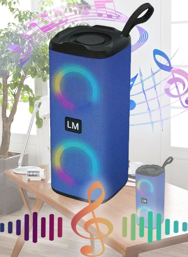 LM Portable Bluetooth Speakers IPX7 Waterproof Wireless Speaker with 24W Loud Stereo Sound Outdoor Speaker with Bluetooth 5.0 Deep Bass RGB Lights Dual Pairing 5h Playtime for Home Party Blue - Image 1