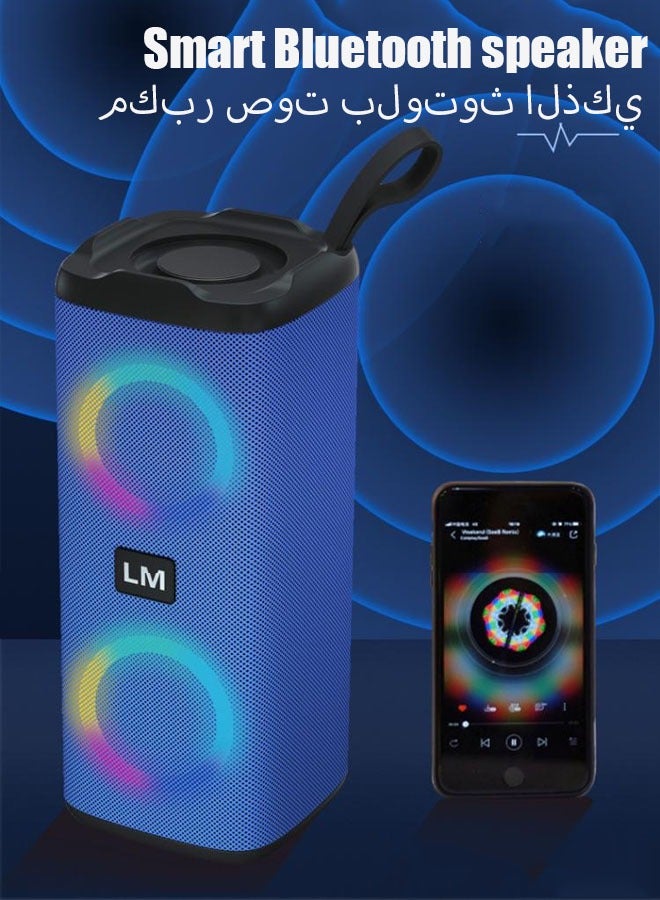 LM Portable Bluetooth Speakers IPX7 Waterproof Wireless Speaker with 24W Loud Stereo Sound Outdoor Speaker with Bluetooth 5.0 Deep Bass RGB Lights Dual Pairing 5h Playtime for Home Party Blue - Image 3