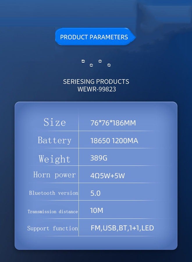 LM Portable Bluetooth Speakers IPX7 Waterproof Wireless Speaker with 24W Loud Stereo Sound Outdoor Speaker with Bluetooth 5.0 Deep Bass RGB Lights Dual Pairing 5h Playtime for Home Party Blue - Image 2