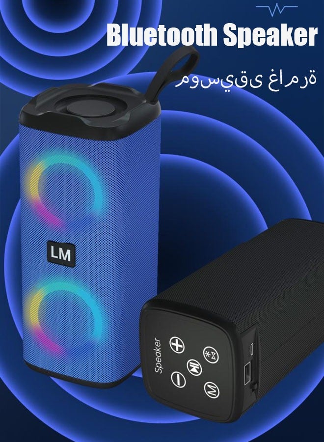 LM Portable Bluetooth Speakers IPX7 Waterproof Wireless Speaker with 24W Loud Stereo Sound Outdoor Speaker with Bluetooth 5.0 Deep Bass RGB Lights Dual Pairing 5h Playtime for Home Party Blue - Image 4