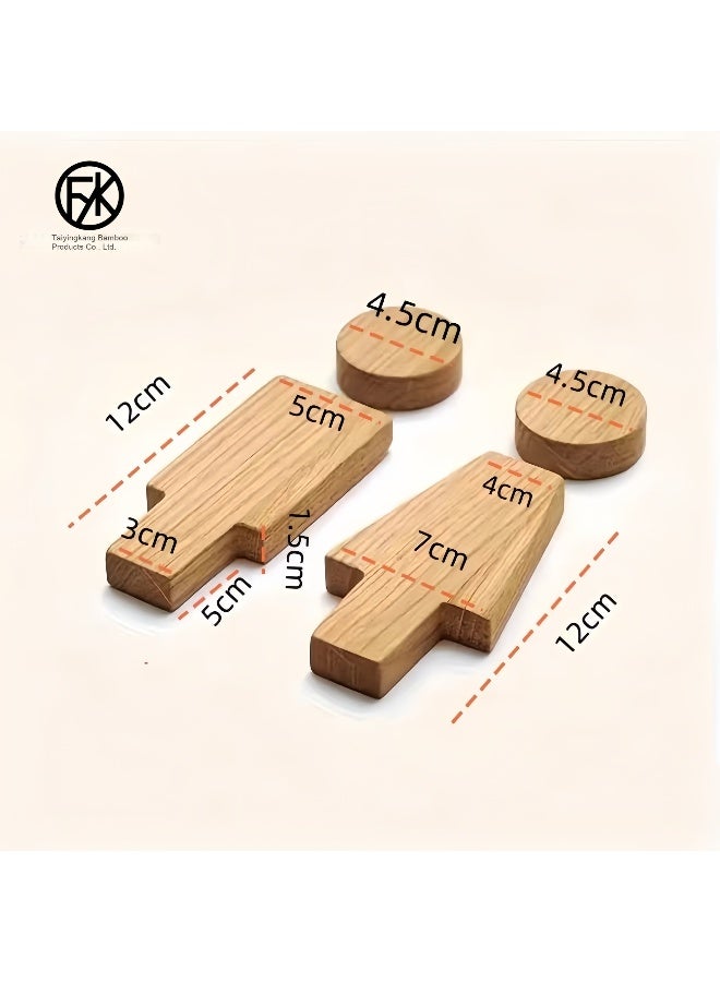 Creative Wooden Male and Female Restroom Sign - Image 2