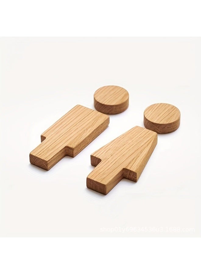 Creative Wooden Male and Female Restroom Sign - Image 1