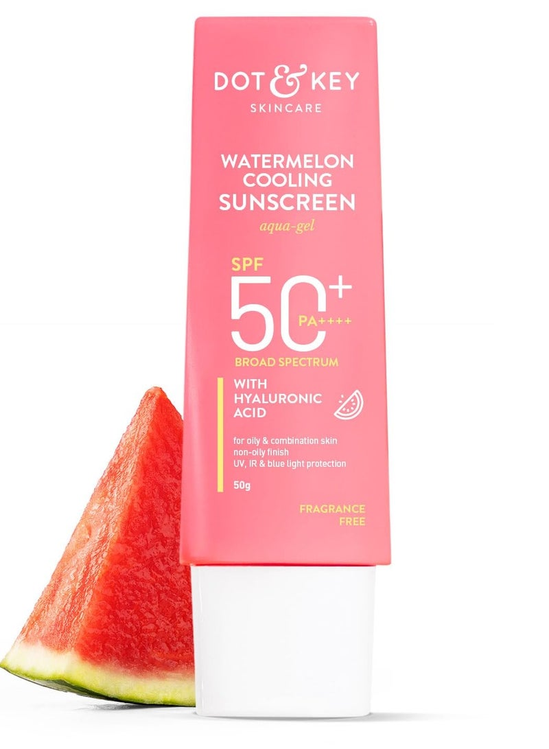 Dot & Key Watermelon Hyaluronic Cooling Sunscreen SPF 50 For Moisturized Skin UV Blue Light Protection Lightweight 50gm - Image 1