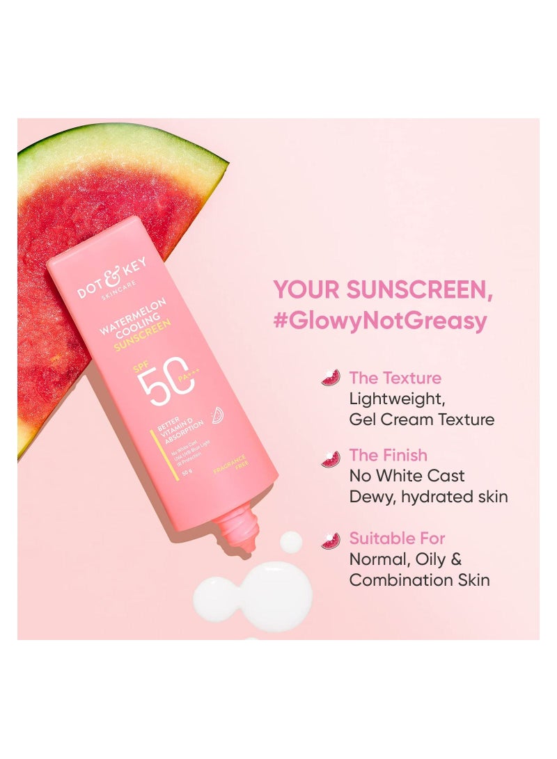 Dot & Key Watermelon Hyaluronic Cooling Sunscreen SPF 50 For Moisturized Skin UV Blue Light Protection Lightweight 50gm - Image 2