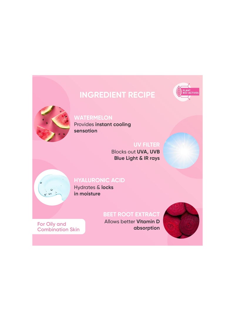 Dot & Key Watermelon Hyaluronic Cooling Sunscreen SPF 50 For Moisturized Skin UV Blue Light Protection Lightweight 50gm - Image 4