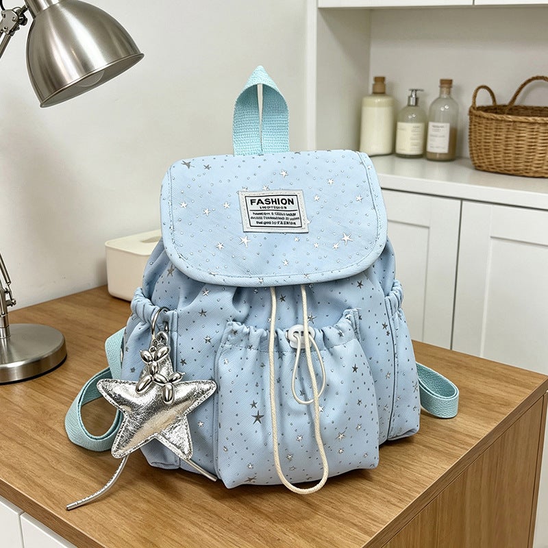 Cute Star Print Canvas Backpack for Women - Image 4