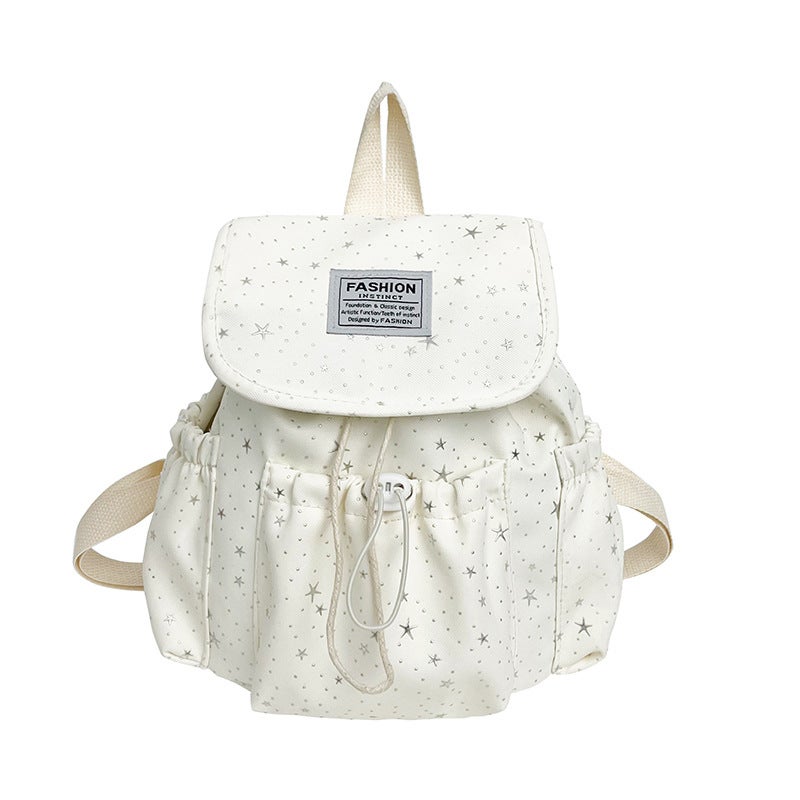 Cute Star Print Canvas Backpack for Women - Image 1