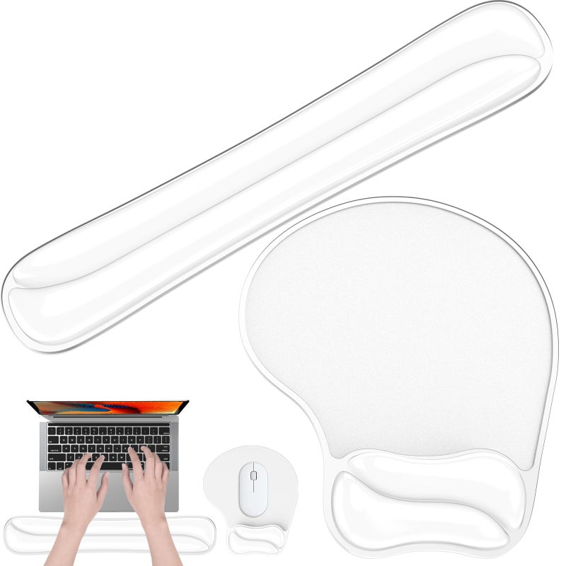 Laokiiy Gel Mouse pad & Keyboard Wrist Rest Set, Ergonomic Keyboard and Mousepad with Wrist Support, Keyboards Wrist Rest, Computer Keyboards Pad, Cooling Gel Clear - Image 1
