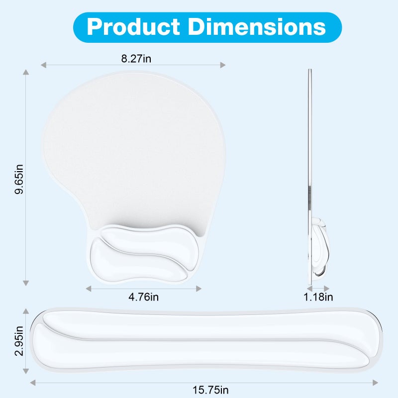 Laokiiy Gel Mouse pad & Keyboard Wrist Rest Set, Ergonomic Keyboard and Mousepad with Wrist Support, Keyboards Wrist Rest, Computer Keyboards Pad, Cooling Gel Clear - Image 5