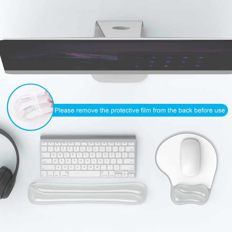 Laokiiy Gel Mouse pad & Keyboard Wrist Rest Set, Ergonomic Keyboard and Mousepad with Wrist Support, Keyboards Wrist Rest, Computer Keyboards Pad, Cooling Gel Clear - Image 3