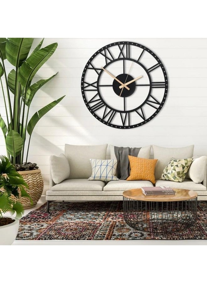 Hometrix Antique Metal Wall Clock for Home | Big Size Modern Decorative Wall Watch for Home Decor (40 cm) Black DA-114 - Image 1
