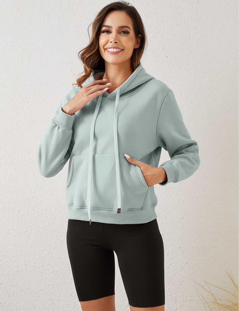 Gihuo Women's Winter Warm Hoodie Sherpa Fleece Lined Pullover Hoodie Hooded Sweatshirt (US, Alpha, Small, Regular, Regular, Green) - Image 2