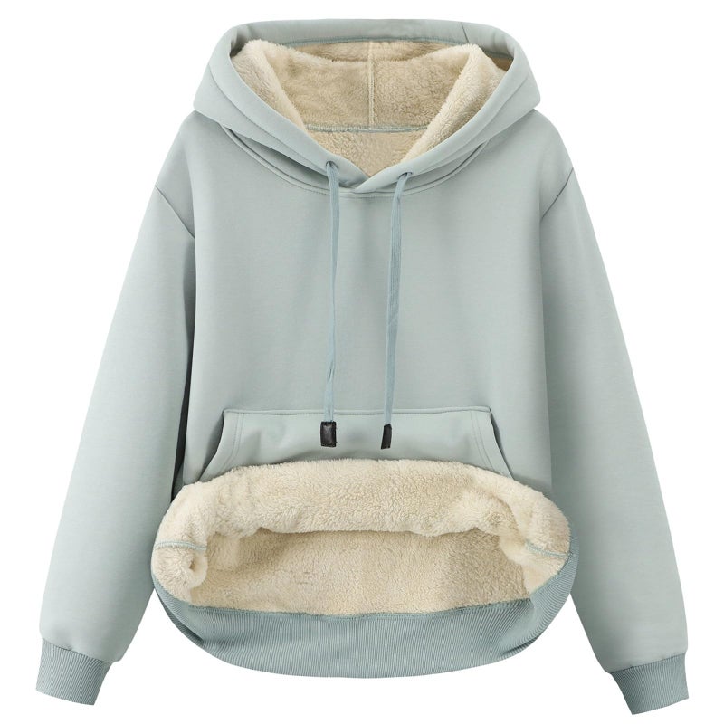 Gihuo Women's Winter Warm Hoodie Sherpa Fleece Lined Pullover Hoodie Hooded Sweatshirt (US, Alpha, Small, Regular, Regular, Green) - Image 1