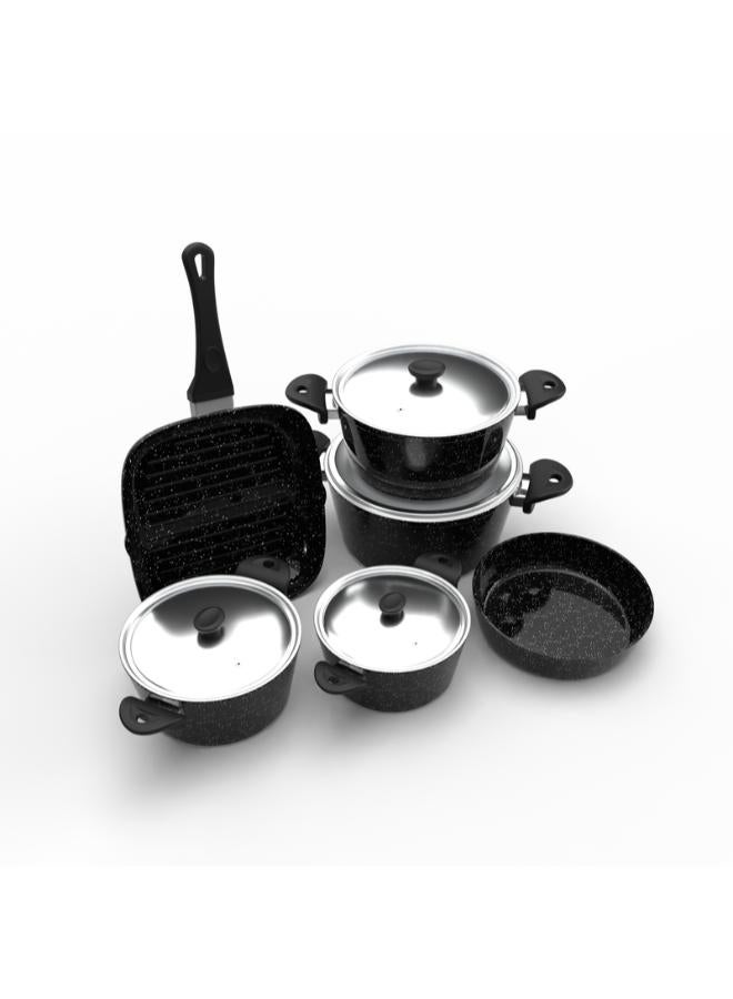 Top Chef Granite 10 Pieces set (pot18-20-24-28-Grill28-tray26)Black (Suitable For Induction) - Image 3