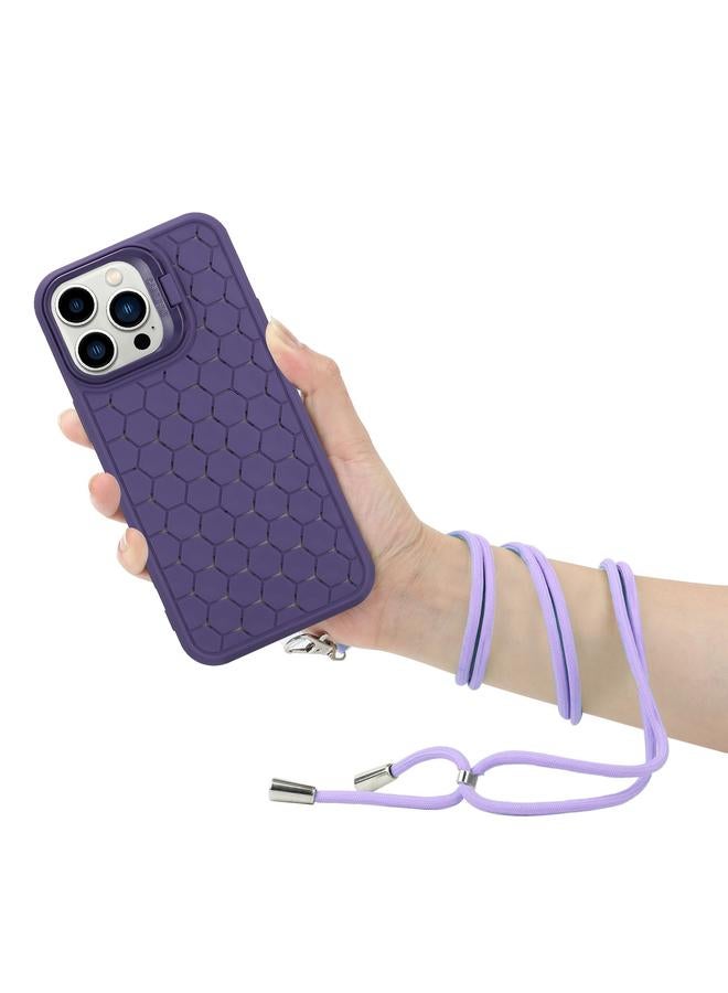 Zaboon Case For iPhone 12 Pro Max Honeycomb Radiating Lens Holder Magsafe Phone Case with Lanyard - Image 3