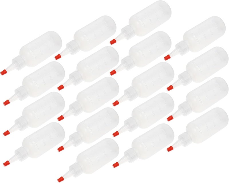 18pcs 120ml Hair Dye Squeeze Bottles with Scale Red Cap, Pointed Plastic Dispensing Bottles for Hair Perm Liquid and Pigment Storage, Refillable Containers for Salon and Home Use - Image 1