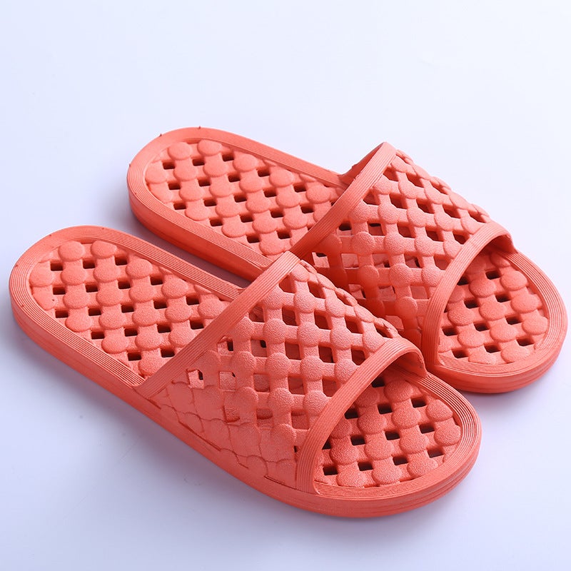 Bathroom slippers womens summer indoor hotel special offer shoes thick bottom non-slip bathroom couple slippers home floor slippers men Orange leakage 