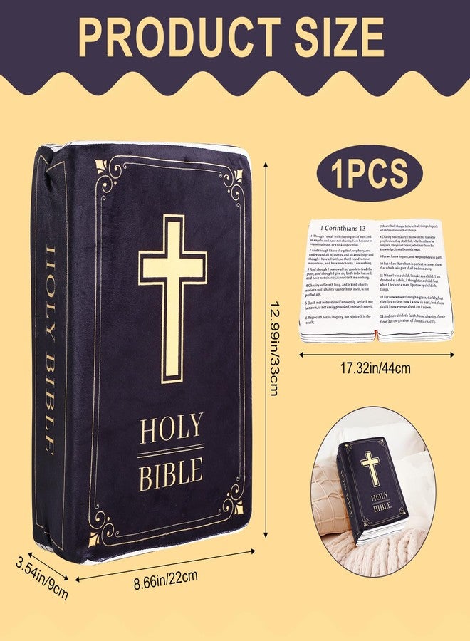 lasuroa Cozy Faith Bible Pillow, 13x8.66x3.54in Velvet Holy Bible Verse Pillow Scripture Pillow Plush That Opens Book Shape Faith Pillow Religious Party Favor Christening Easter Gift for Women Men(Black) - Image 2