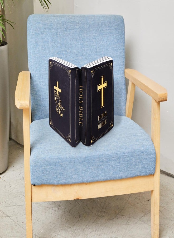 lasuroa Cozy Faith Bible Pillow, 13x8.66x3.54in Velvet Holy Bible Verse Pillow Scripture Pillow Plush That Opens Book Shape Faith Pillow Religious Party Favor Christening Easter Gift for Women Men(Black) - Image 5