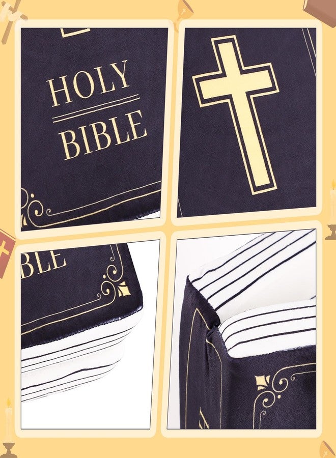 lasuroa Cozy Faith Bible Pillow, 13x8.66x3.54in Velvet Holy Bible Verse Pillow Scripture Pillow Plush That Opens Book Shape Faith Pillow Religious Party Favor Christening Easter Gift for Women Men(Black) - Image 4