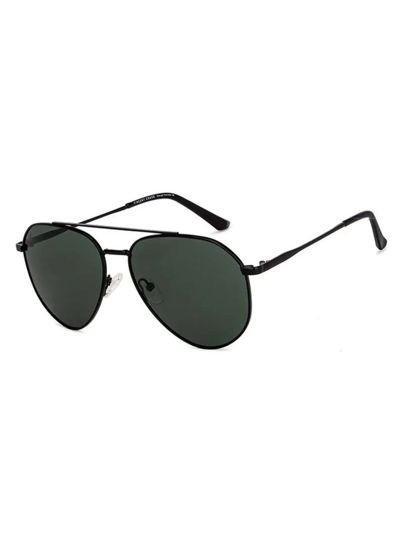 VINCENT CHASE Vincent Chase By Lenskart | Black Grey Full Rim Pilot Branded Latest and Stylish Sunglasses | Polarized and 100% UV Protected | Men & Women | Large | VC S13110
