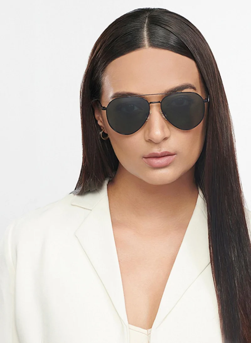 VINCENT CHASE Vincent Chase By Lenskart | Black Grey Full Rim Pilot Branded Latest and Stylish Sunglasses | Polarized and 100% UV Protected | Men & Women | Large | VC S13110