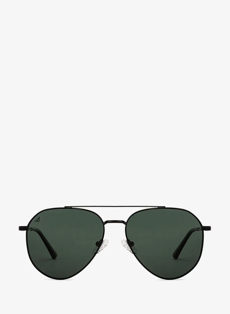 VINCENT CHASE Vincent Chase By Lenskart | Black Grey Full Rim Pilot Branded Latest and Stylish Sunglasses | Polarized and 100% UV Protected | Men & Women | Large | VC S13110