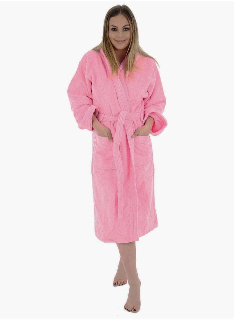 White Rose Pink Color Hotel-Style Terry Bathrobe Small size - Image 1
