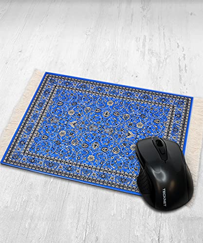 Infusion Oriental Rug Fringe-Trim Mouse Pad – Classic Blue Persian-Inspired Design, Non-Slip Backing, Elegant Desk Accessory - Image 2