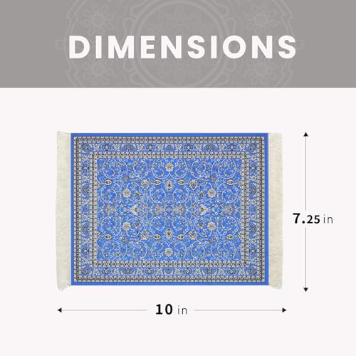 Infusion Oriental Rug Fringe-Trim Mouse Pad – Classic Blue Persian-Inspired Design, Non-Slip Backing, Elegant Desk Accessory - Image 5