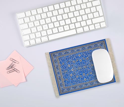 Infusion Oriental Rug Fringe-Trim Mouse Pad – Classic Blue Persian-Inspired Design, Non-Slip Backing, Elegant Desk Accessory - Image 4