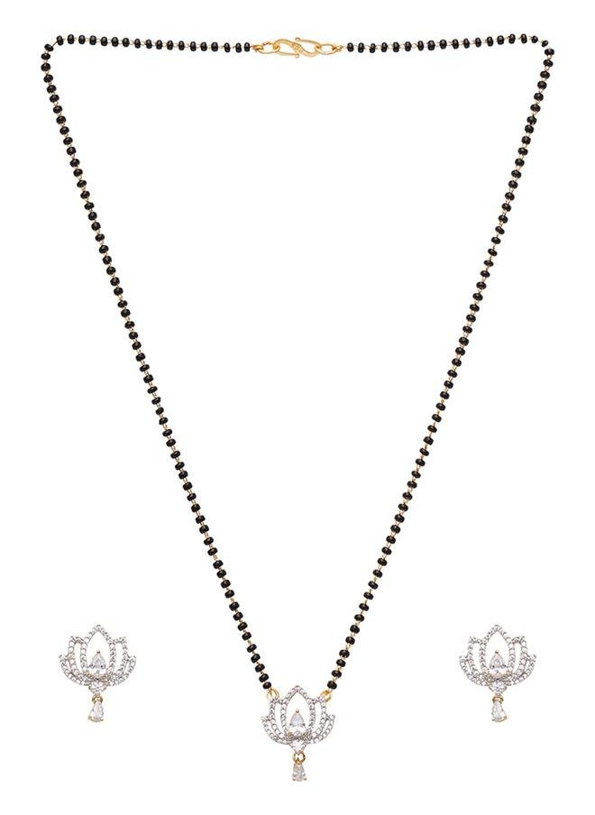 VOYLLA - Sparkling Essentials Gold Plated Floral Mangalsutra Set - Image 1