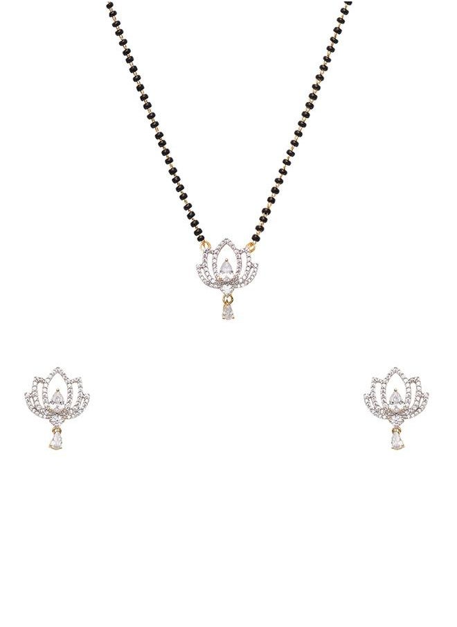 VOYLLA - Sparkling Essentials Gold Plated Floral Mangalsutra Set - Image 1