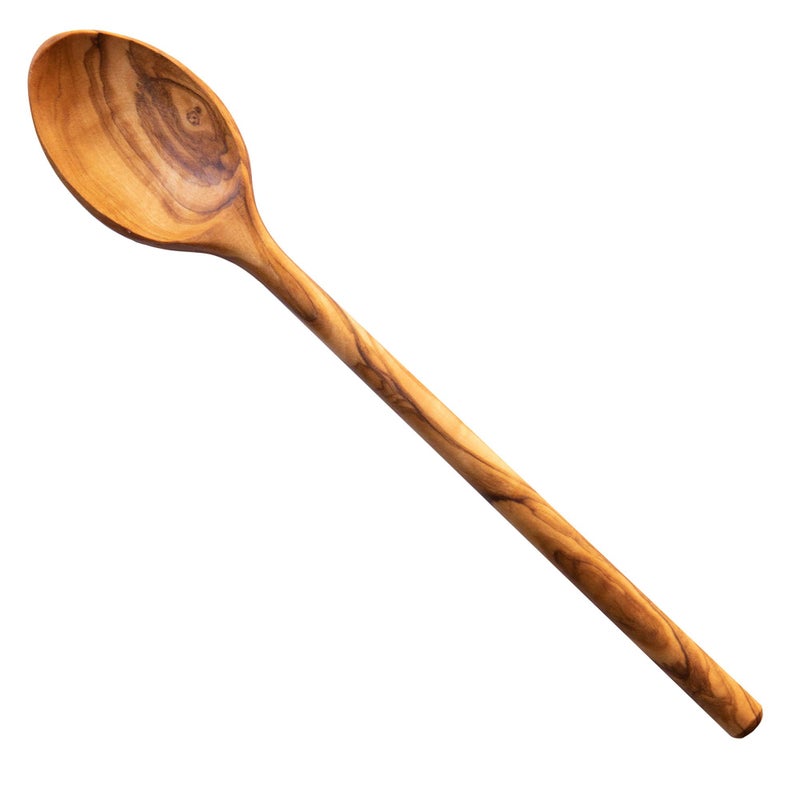Thirteen Chefs 12 Inch Olive Wood Cooking Spoon, Natural and Organic Olivewood for Pasta, Mixing - Quality Handmade Wooden Kitchen Gift - Image 1