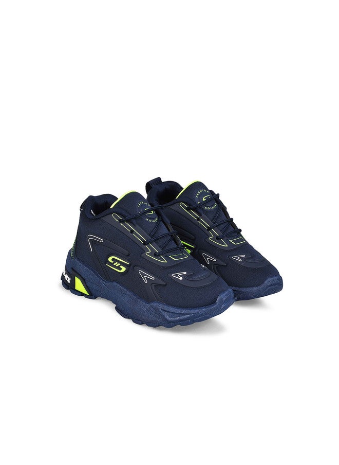 KATS Boys Textured Lightweight Memory Foam Insole Sneakers in Navy Blue - Image 2