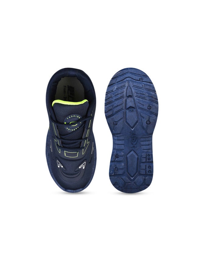KATS Boys Textured Lightweight Memory Foam Insole Sneakers in Navy Blue - Image 4