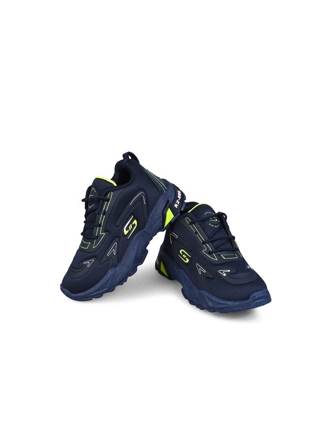 KATS Boys Textured Lightweight Memory Foam Insole Sneakers in Navy Blue - Image 5